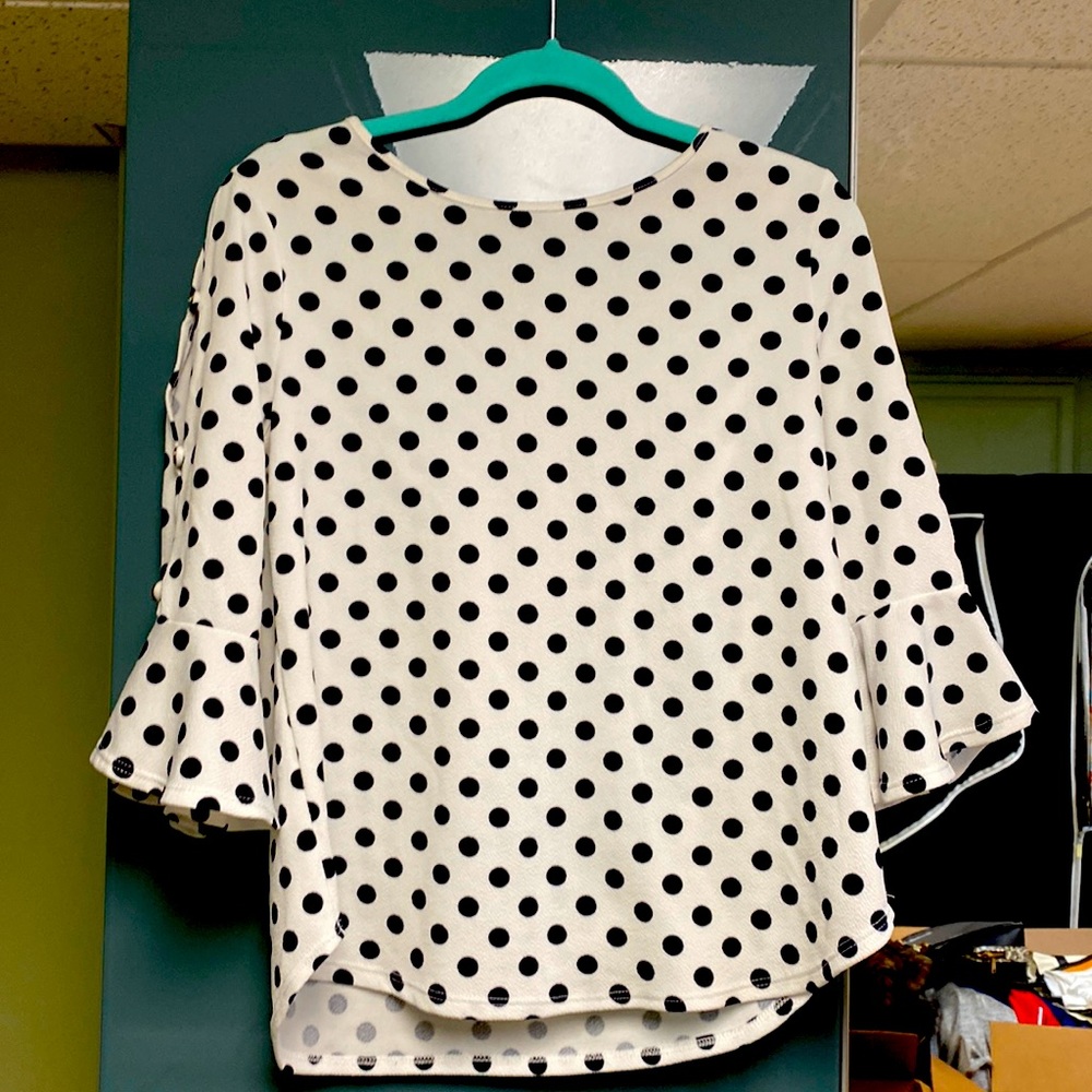 Worn once! Polka dot blouse!
